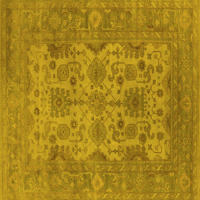 Square Machine Washable Oriental Yellow Industrial Rug, wshurb1634yw