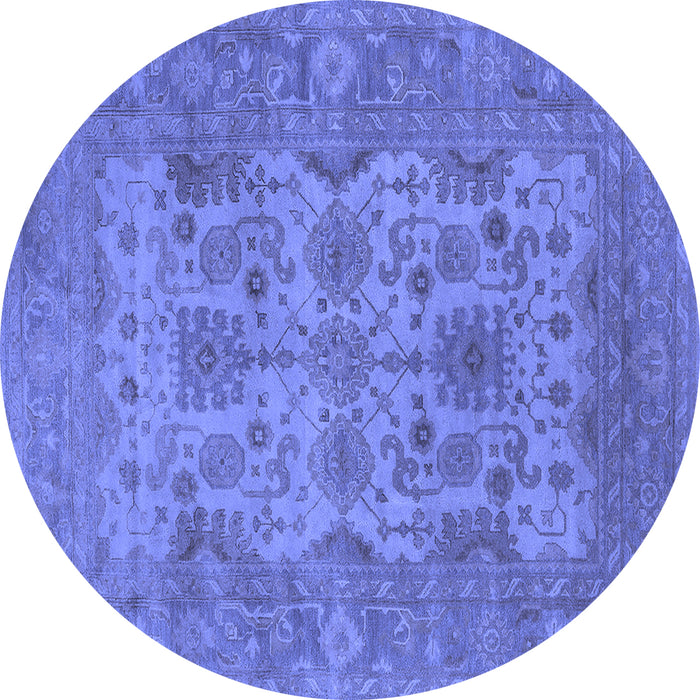 Round Oriental Blue Industrial Rug, urb1634blu