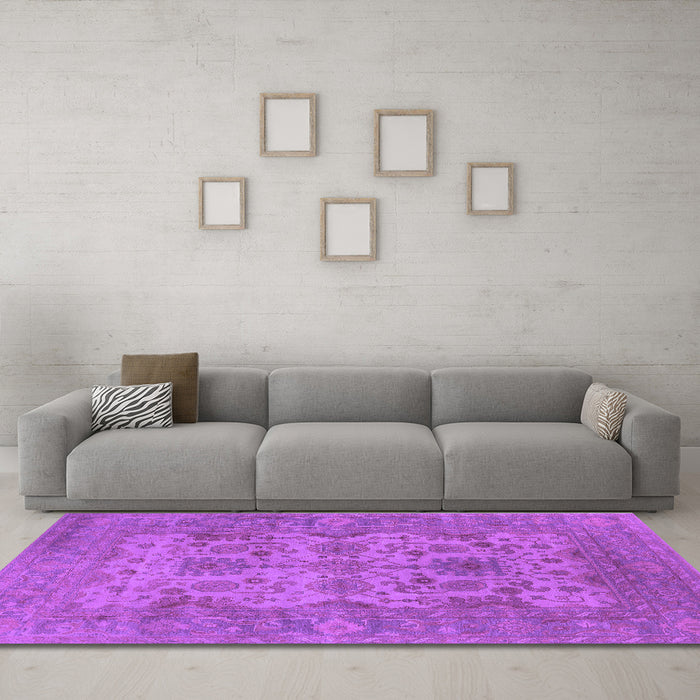 Machine Washable Oriental Purple Industrial Area Rugs in a Living Room, wshurb1634pur