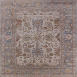 Square Mid-Century Modern Mauve Taupe Purple Oriental Rug, urb1634