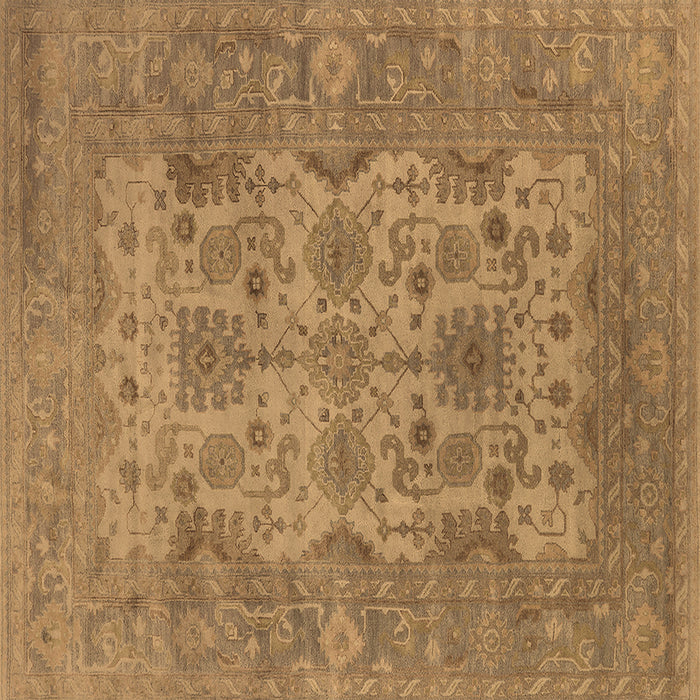 Square Machine Washable Oriental Brown Industrial Rug, wshurb1634brn