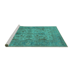 Sideview of Machine Washable Oriental Turquoise Industrial Area Rugs, wshurb1634turq