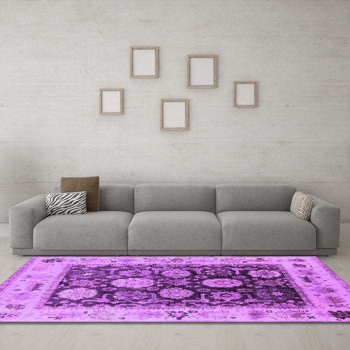 Machine Washable Oriental Purple Industrial Area Rugs in a Living Room, wshurb1635pur