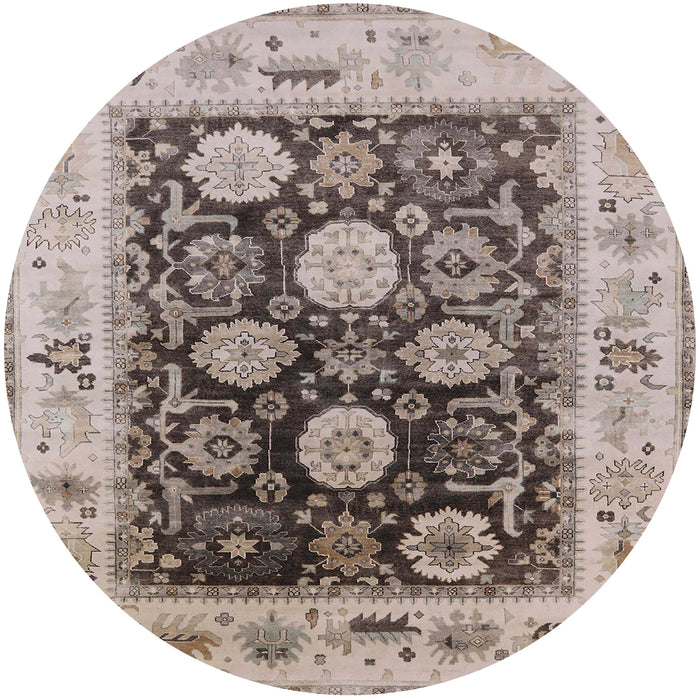 Round Machine Washable Industrial Modern Brown Rug, wshurb1635