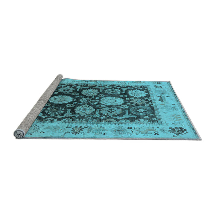 Sideview of Machine Washable Oriental Light Blue Industrial Rug, wshurb1635lblu