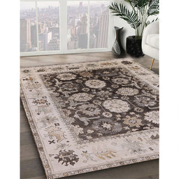 Mid-Century Modern Brown Oriental Rug in Family Room, urb1635