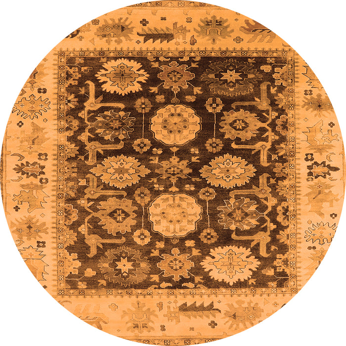 Round Machine Washable Oriental Orange Industrial Area Rugs, wshurb1635org