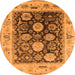 Round Machine Washable Oriental Orange Industrial Area Rugs, wshurb1635org