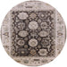 Round Mid-Century Modern Brown Oriental Rug, urb1635