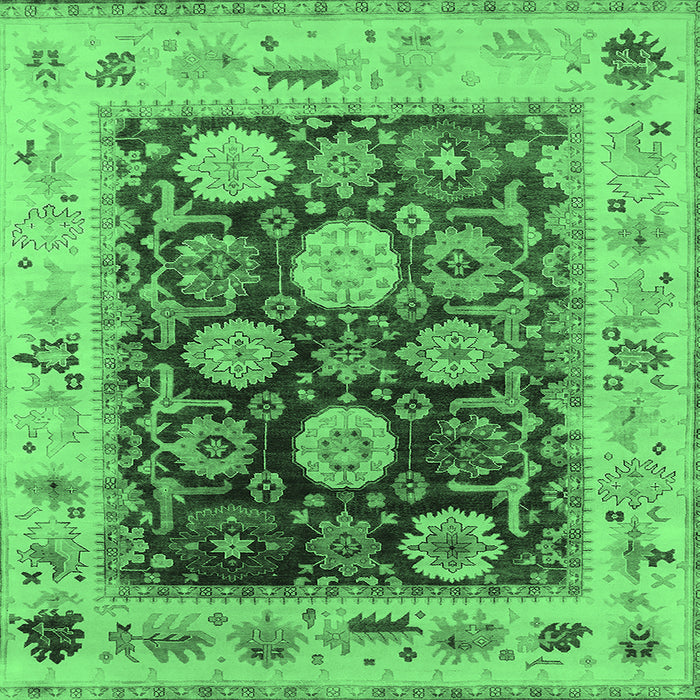 Square Oriental Emerald Green Industrial Rug, urb1635emgrn