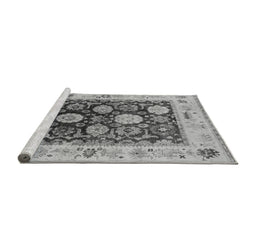Sideview of Machine Washable Oriental Gray Industrial Rug, wshurb1635gry