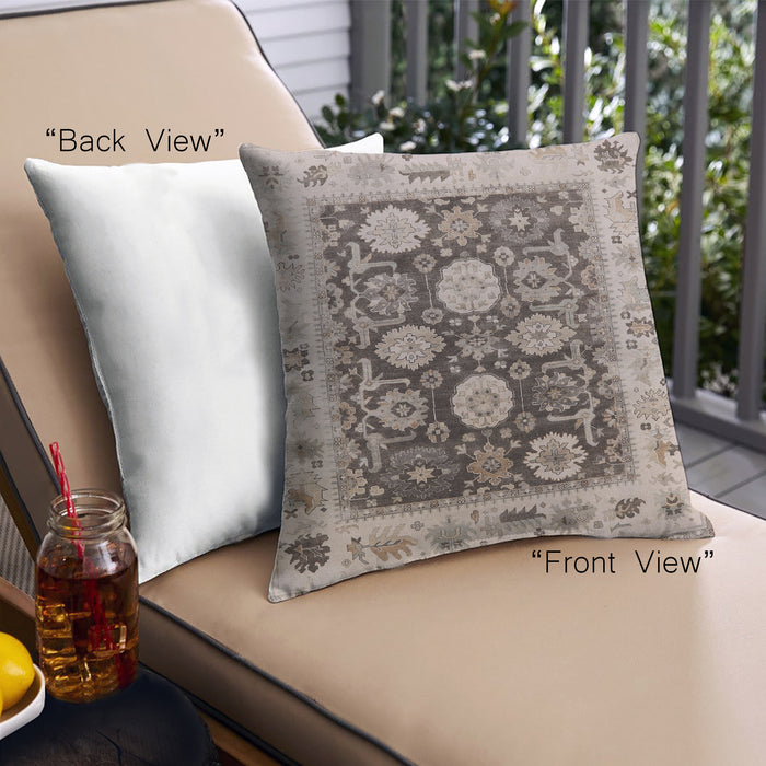 Front View of Mid-Century Modern Urban Square Brown Throw Pillow, 18 inch by 18 inch, pwurb1635