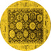 Round Oriental Yellow Industrial Rug, urb1635yw