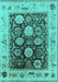 Machine Washable Oriental Turquoise Industrial Area Rugs, wshurb1635turq