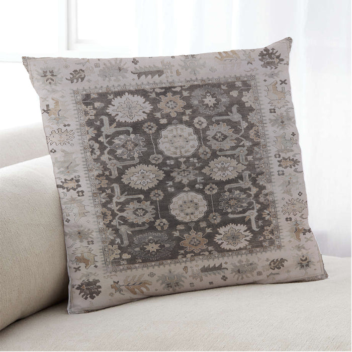 Lifestyle Image of Mid-Century Modern Urban Square Brown Throw Pillow, 18 inch by 18 inch, pwurb1635