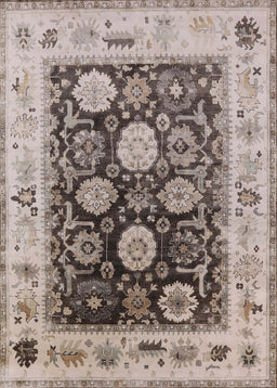 Mid-Century Modern Brown Oriental Rug, urb1635