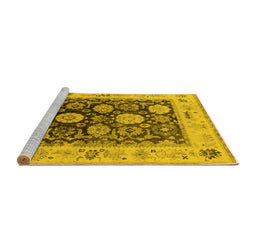 Sideview of Machine Washable Oriental Yellow Industrial Rug, wshurb1635yw
