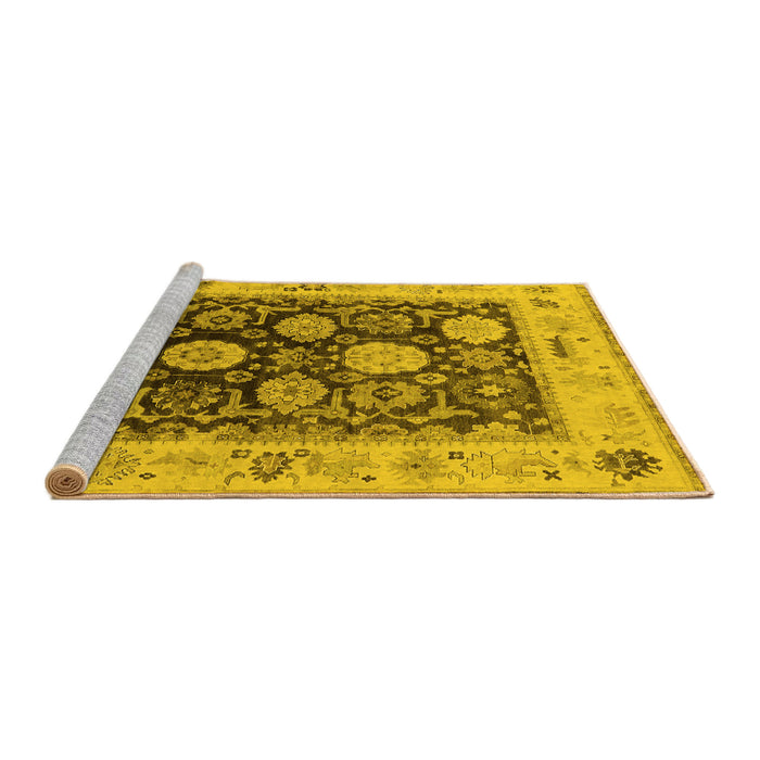 Sideview of Machine Washable Oriental Yellow Industrial Rug, wshurb1635yw