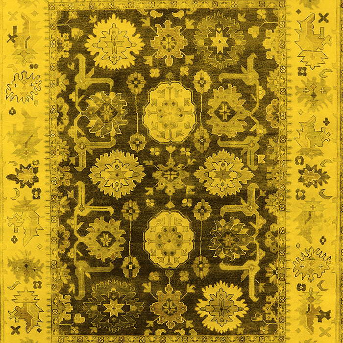 Machine Washable Oriental Yellow Industrial Rug, wshurb1635yw