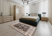 Mid-Century Modern Brown Oriental Rug in a Bedroom, urb1635