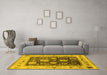 Machine Washable Oriental Yellow Industrial Rug in a Living Room, wshurb1635yw