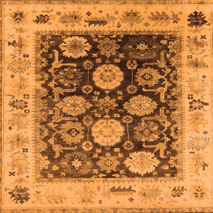 Square Machine Washable Oriental Orange Industrial Area Rugs, wshurb1635org