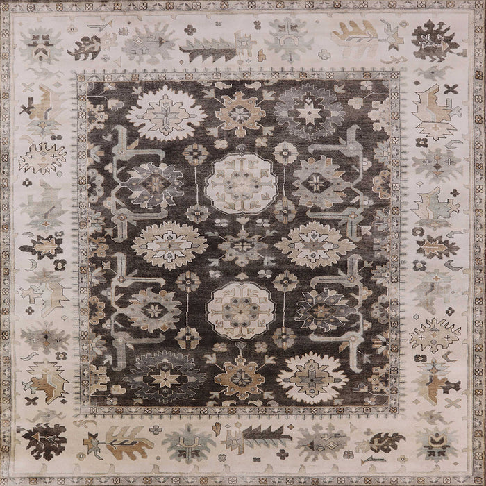 Square Mid-Century Modern Brown Oriental Rug, urb1635