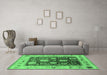 Machine Washable Oriental Emerald Green Industrial Area Rugs in a Living Room,, wshurb1635emgrn