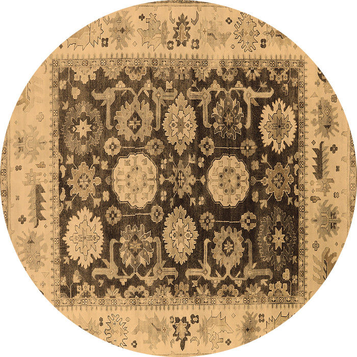 Round Oriental Brown Industrial Rug, urb1635brn
