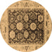 Round Oriental Brown Industrial Rug, urb1635brn