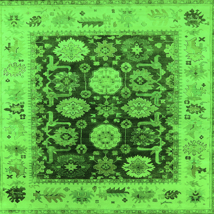 Square Oriental Green Industrial Rug, urb1635grn