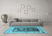 Machine Washable Oriental Light Blue Industrial Rug in a Living Room, wshurb1635lblu