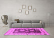 Machine Washable Oriental Pink Industrial Rug in a Living Room, wshurb1635pnk