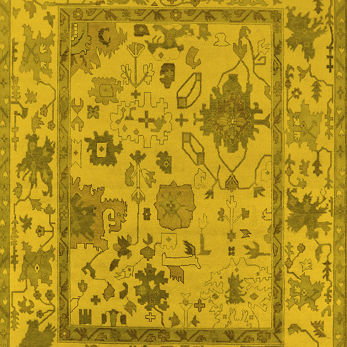Machine Washable Oriental Yellow Industrial Rug, wshurb1636yw