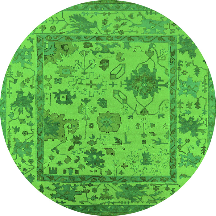 Round Oriental Green Industrial Rug, urb1636grn