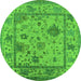 Round Oriental Green Industrial Rug, urb1636grn