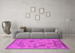 Machine Washable Oriental Pink Industrial Rug in a Living Room, wshurb1636pnk