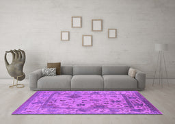Machine Washable Oriental Purple Industrial Area Rugs in a Living Room, wshurb1636pur