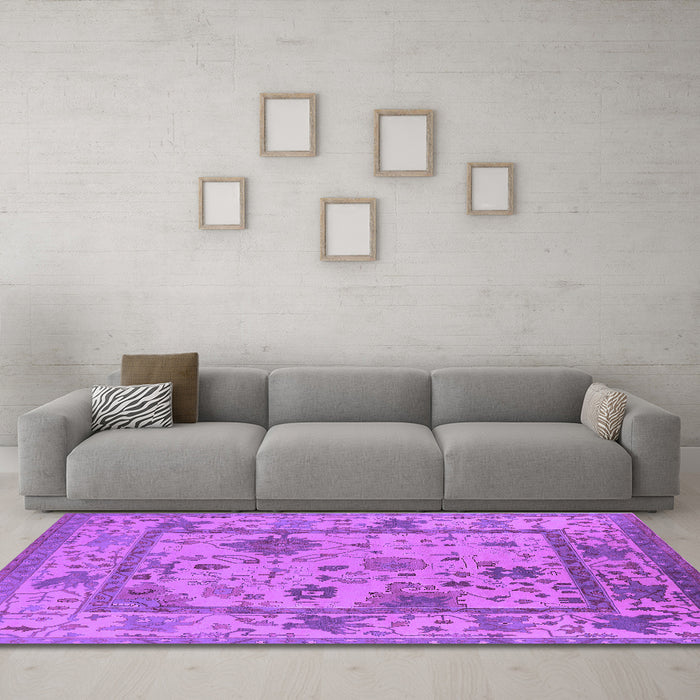 Machine Washable Oriental Purple Industrial Area Rugs in a Living Room, wshurb1636pur