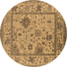 Round Oriental Brown Industrial Rug, urb1636brn