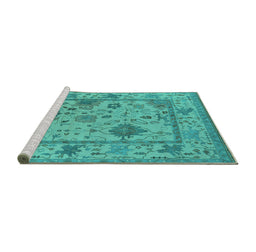 Sideview of Machine Washable Oriental Turquoise Industrial Area Rugs, wshurb1636turq