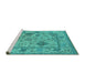 Sideview of Machine Washable Oriental Turquoise Industrial Area Rugs, wshurb1636turq