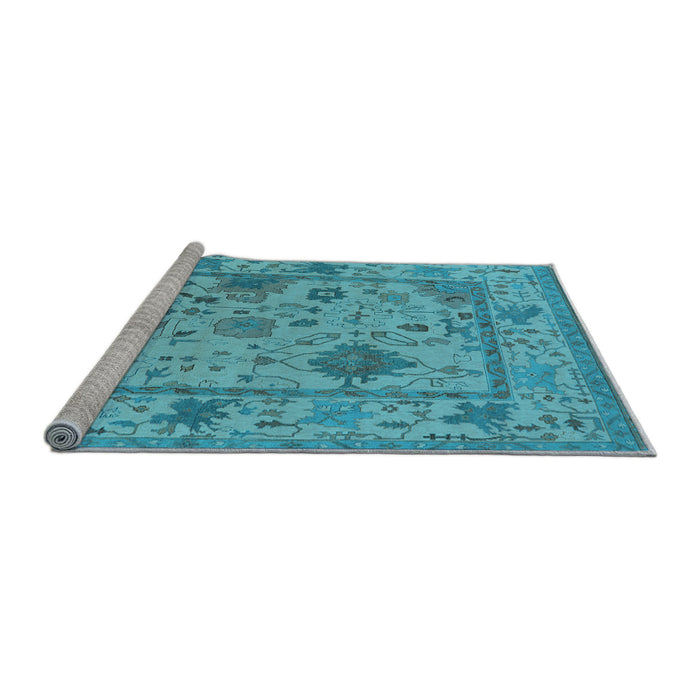 Sideview of Machine Washable Oriental Light Blue Industrial Rug, wshurb1636lblu