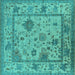 Square Oriental Turquoise Industrial Rug, urb1636turq