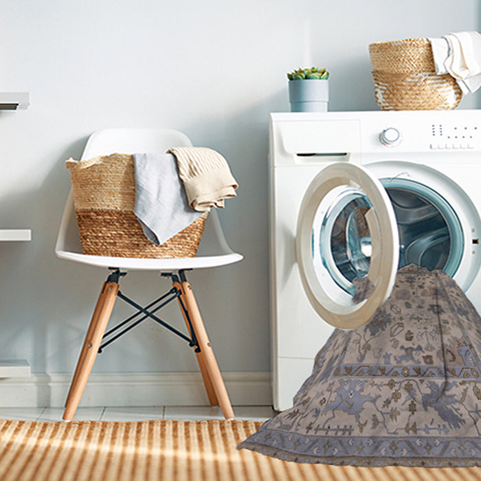 Machine Washable Industrial Modern Sandstone Brown Rug in a Washing Machine, wshurb1636