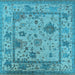 Square Machine Washable Oriental Light Blue Industrial Rug, wshurb1636lblu