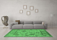 Machine Washable Oriental Emerald Green Industrial Rug, wshurb1636emgrn