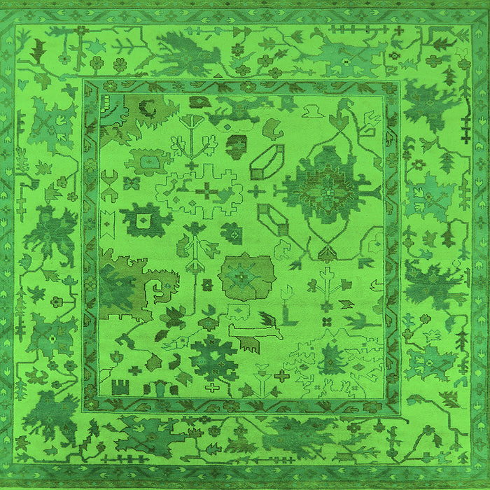 Square Machine Washable Oriental Green Industrial Area Rugs, wshurb1636grn