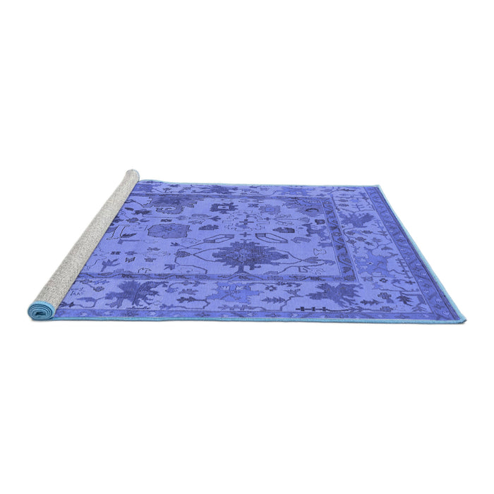 Sideview of Machine Washable Oriental Blue Industrial Rug, wshurb1636blu