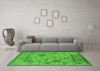 Machine Washable Oriental Green Industrial Rug, wshurb1636grn